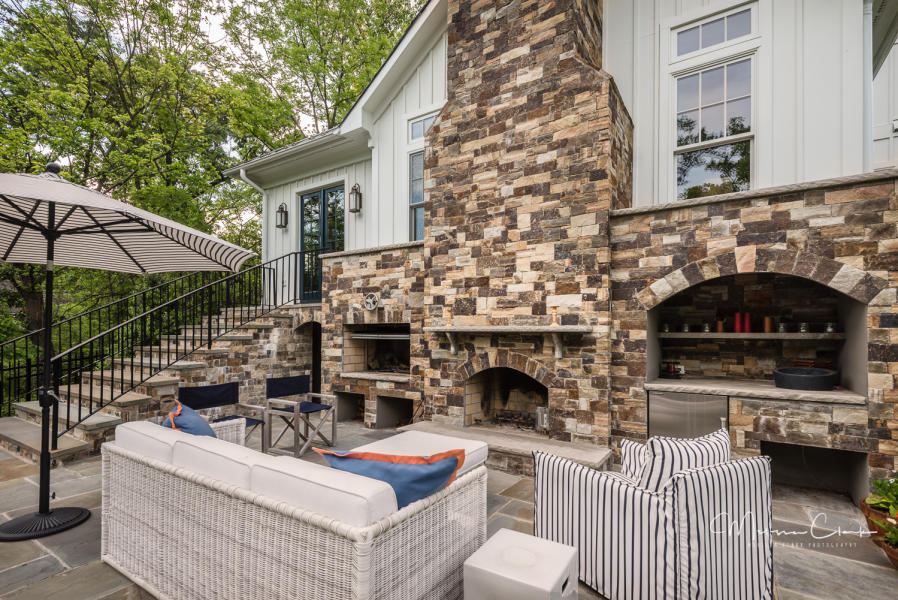 Fireplace, Custom Grill, and Patio - After